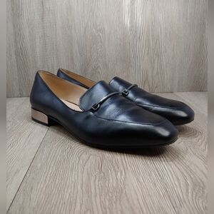 27 Edit Rita Bit Loafer Naturalizer Black Slip On Leather Block Heel US 11 EU 41